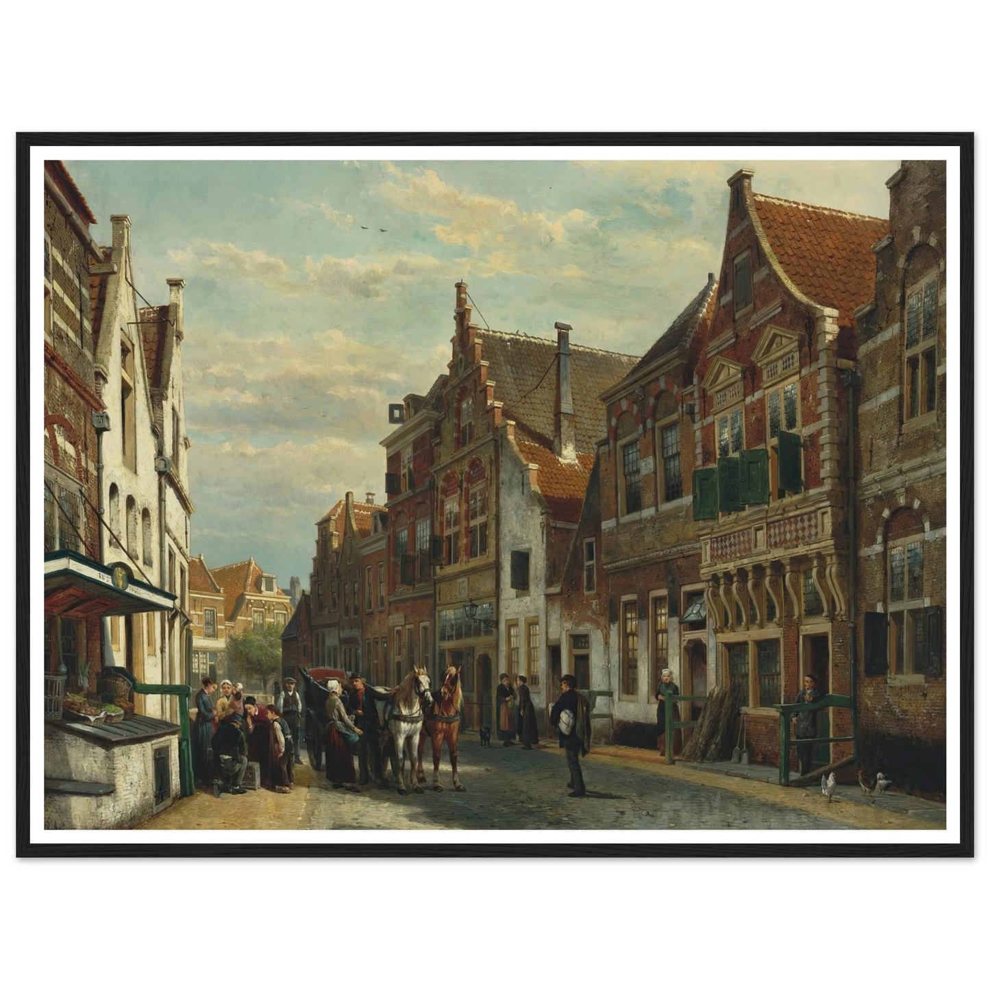 The Wijdstraat, Oudewater, in summer (1878) Art Print | Cornelis Springer - Framed Poster - 30x40 cm / 12x16″ - Black frame