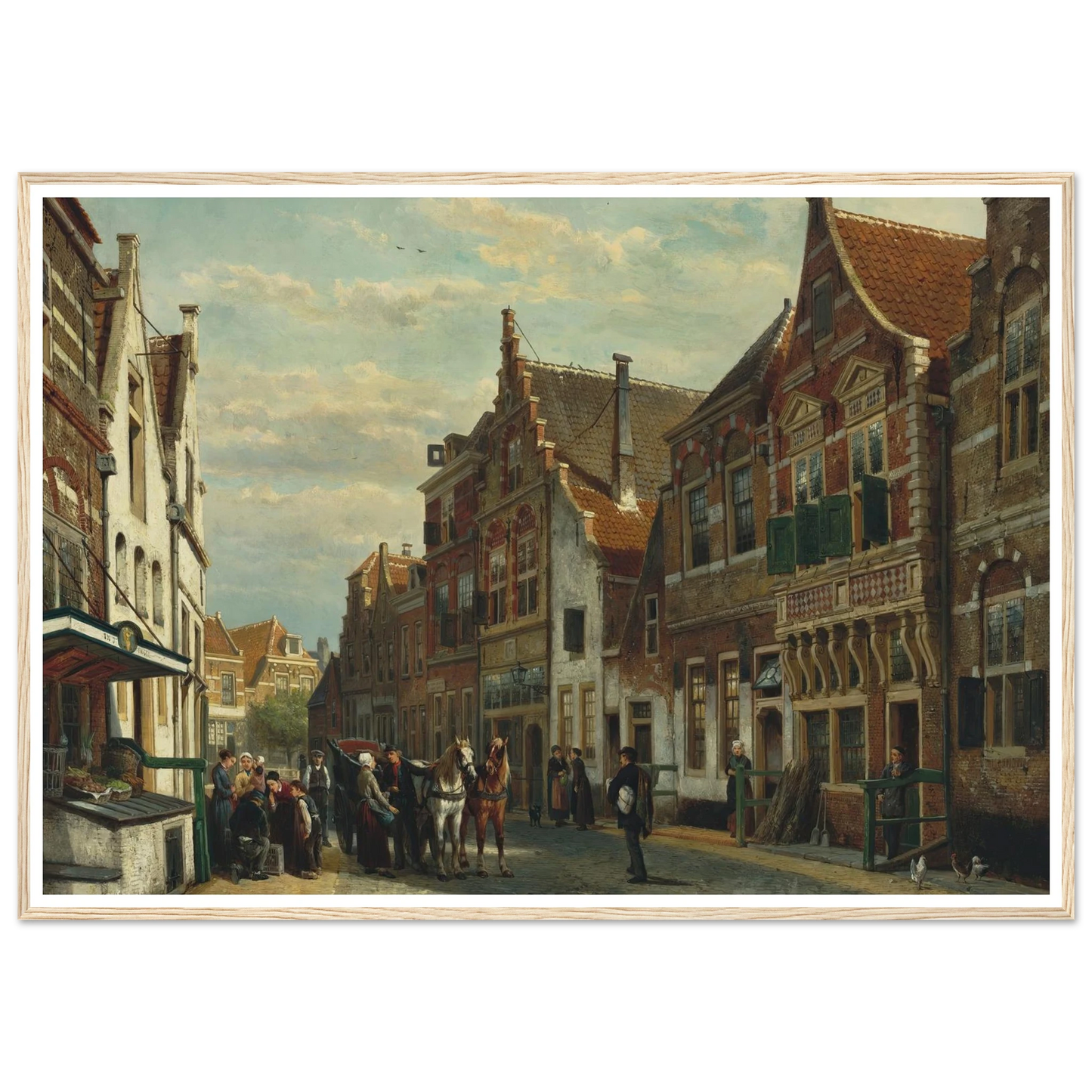 The Wijdstraat, Oudewater, in summer (1878) Art Print | Cornelis Springer - Framed Poster - 30x40 cm / 12x16″ - Black frame
