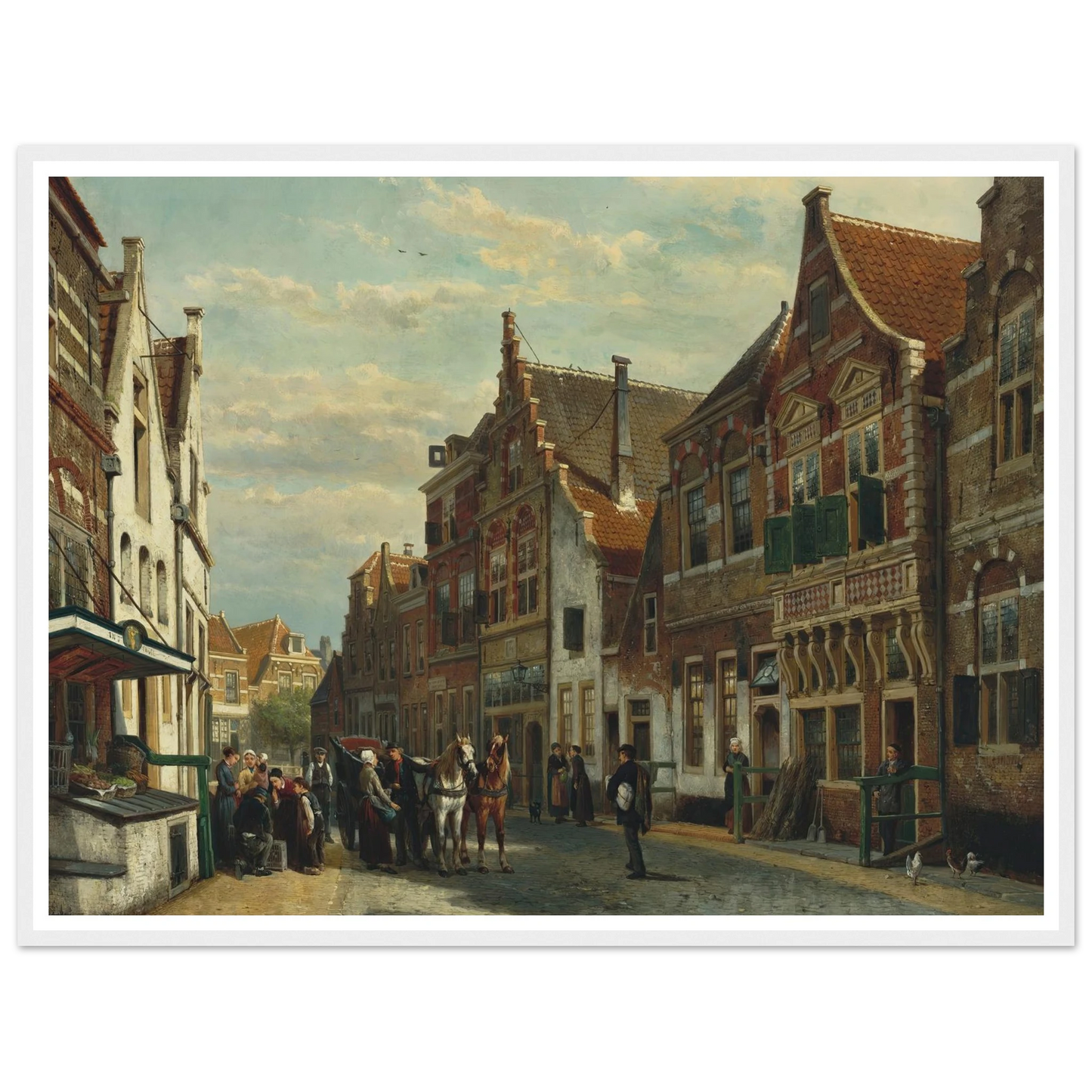 The Wijdstraat, Oudewater, in summer (1878) Art Print | Cornelis Springer - Framed Poster - 30x40 cm / 12x16″ - Black frame