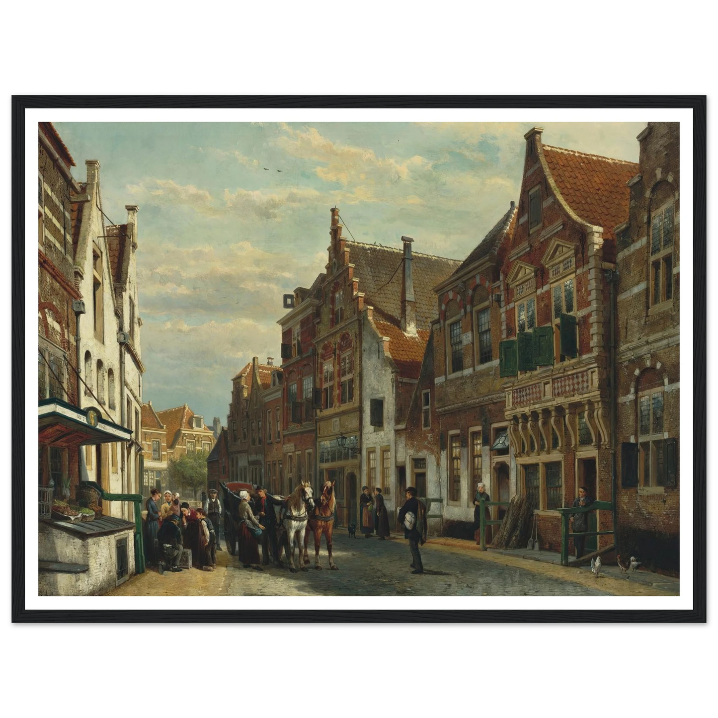 The Wijdstraat, Oudewater, in summer (1878) Art Print | Cornelis Springer - Framed Poster - 30x40 cm / 12x16″ - Black frame