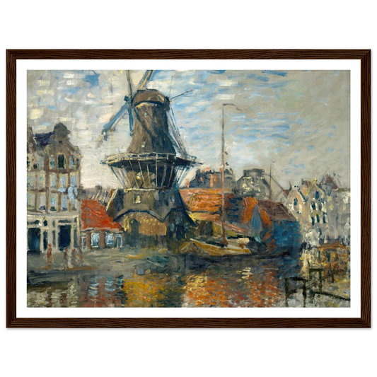 The Windmill on the Onbekende Gracht, Amsterdam (1874) Art Print | Claude Monet - Framed Poster - 30x40 cm / 12x16″ - Black frame