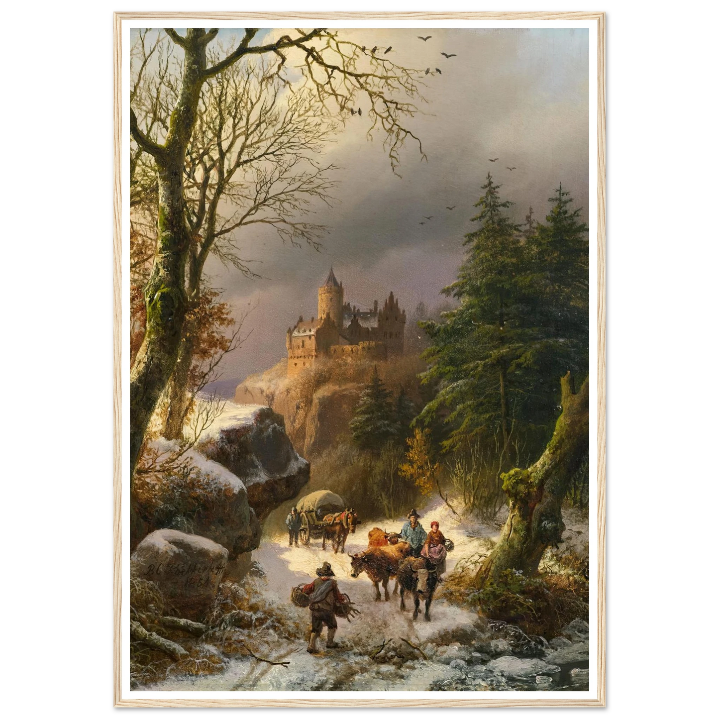 The Winter (1854) Art Print | Barend Cornelis Koekkoek - Framed Poster - 30x40 cm / 12x16″ - Black frame