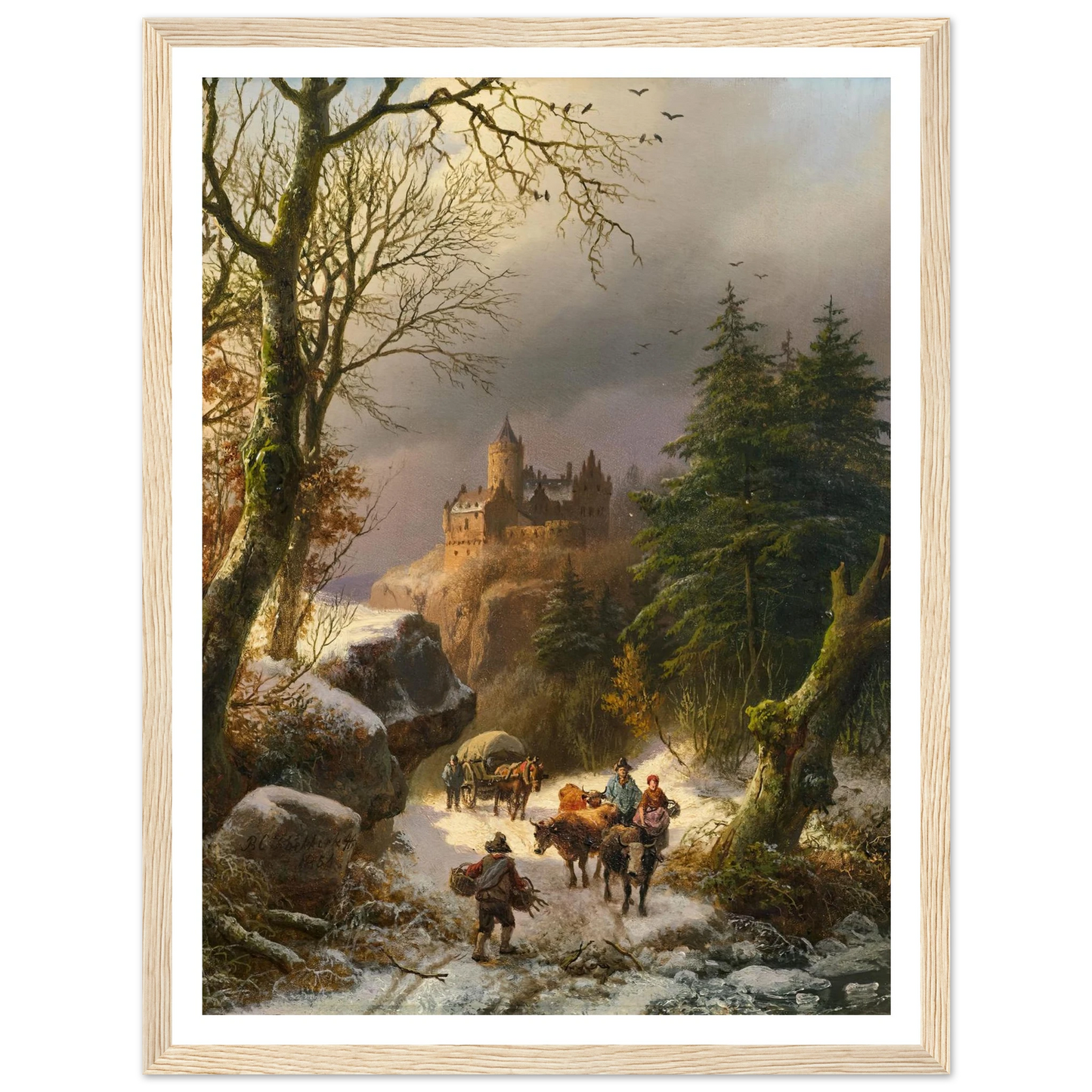 The Winter (1854) Art Print | Barend Cornelis Koekkoek - Framed Poster - 30x40 cm / 12x16″ - Black frame