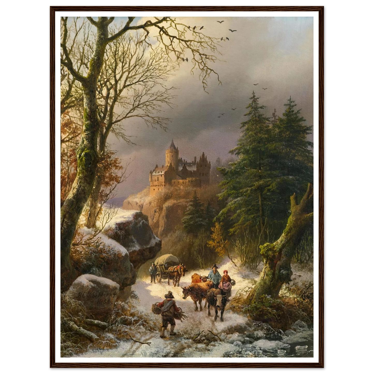 The Winter (1854) Art Print | Barend Cornelis Koekkoek - Framed Poster - 30x40 cm / 12x16″ - Black frame