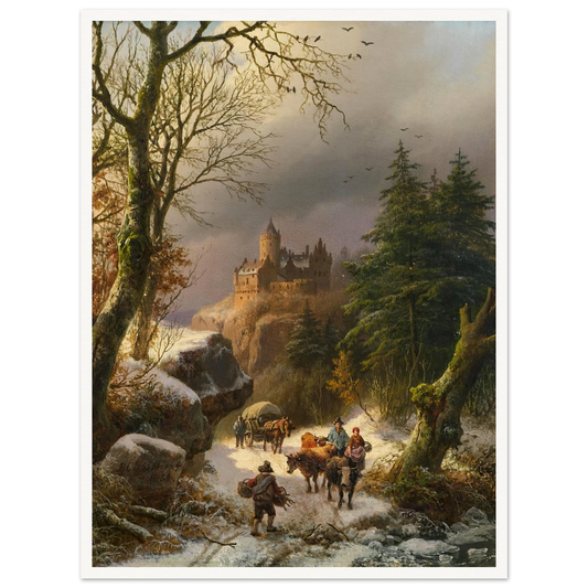 The Winter (1854) Art Print | Barend Cornelis Koekkoek - Framed Poster - 30x40 cm / 12x16″ - Black frame