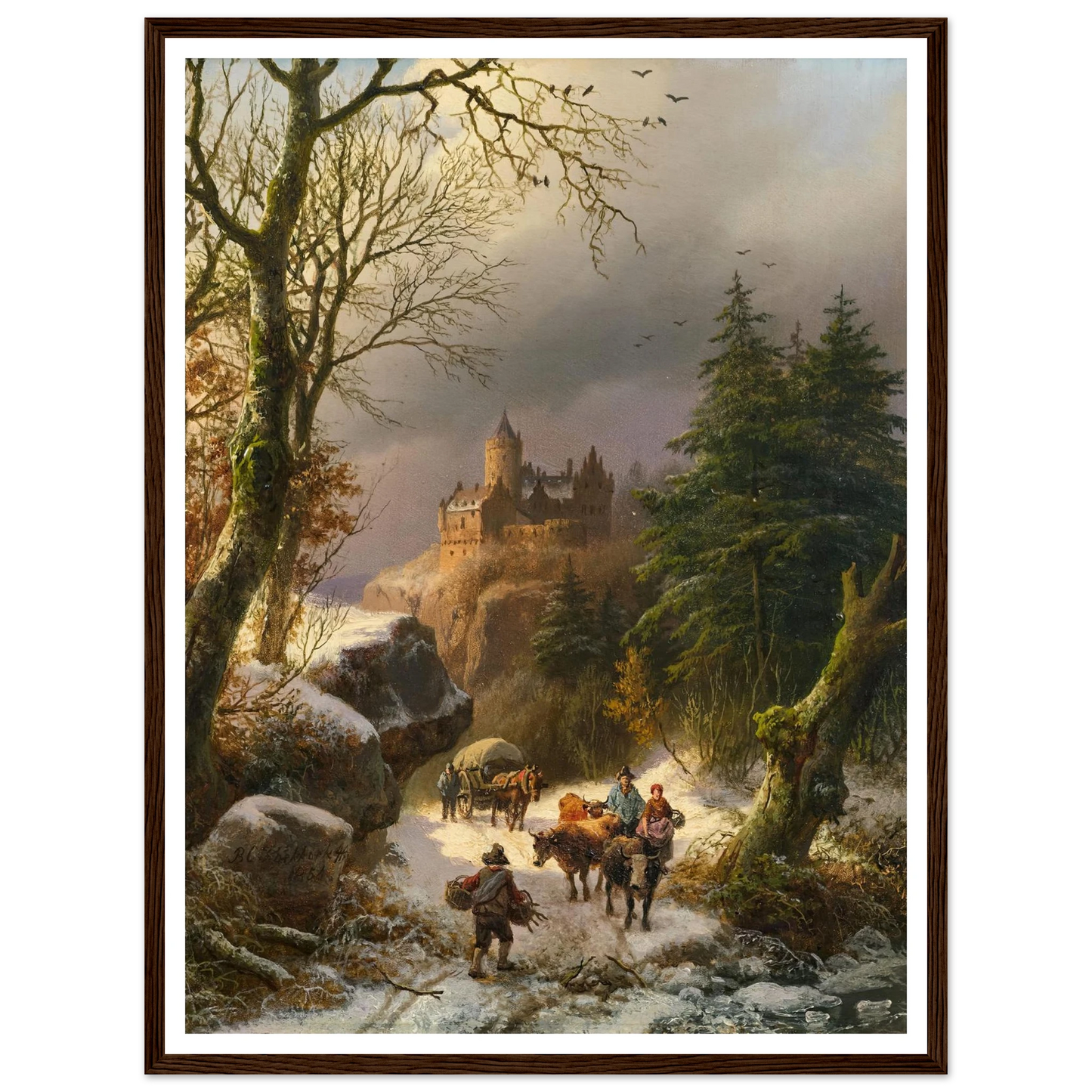 The Winter (1854) Art Print | Barend Cornelis Koekkoek - Framed Poster - 30x40 cm / 12x16″ - Black frame