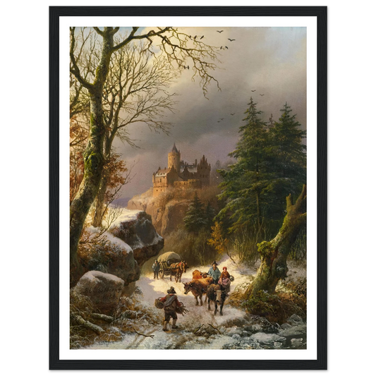 The Winter (1854) Art Print | Barend Cornelis Koekkoek - Framed Poster - 30x40 cm / 12x16″ - Black frame