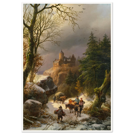 The Winter (1854) Art Print | Barend Cornelis Koekkoek - Framed Poster - 30x40 cm / 12x16″ - Black frame