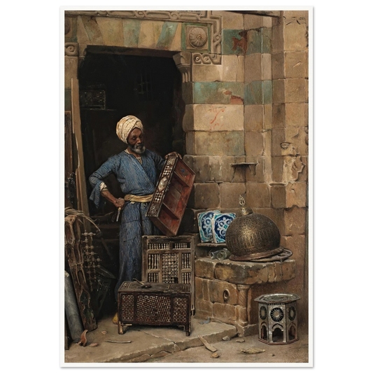The Woodworker (1884) Art Print | Ludwig Deutsch - Framed Poster - 30x40 cm / 12x16″ - Black frame