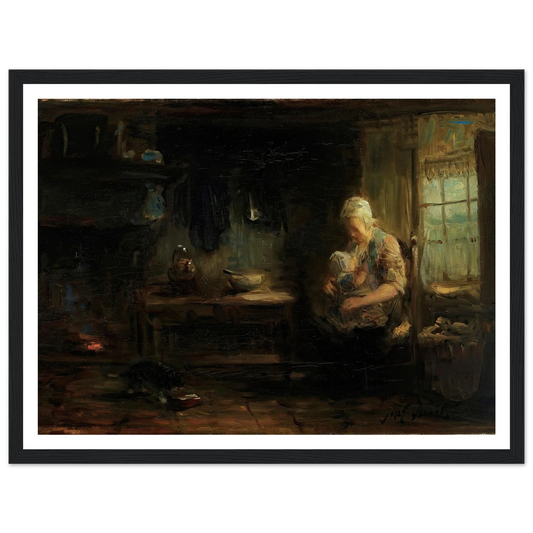 The Young Mother Art Print | Jozef Israels - Framed Poster - 30x40 cm / 12x16″ - Black frame