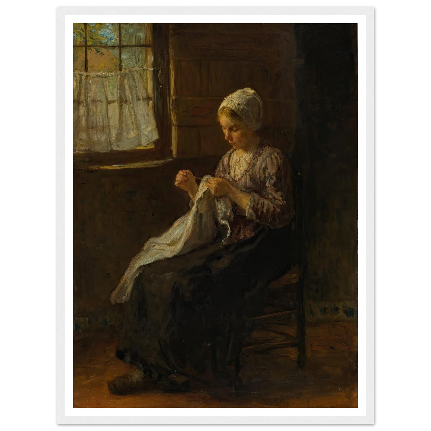 The young seamstress Art Print | Jozef Israels - Framed Poster - 30x40 cm / 12x16″ - Black frame