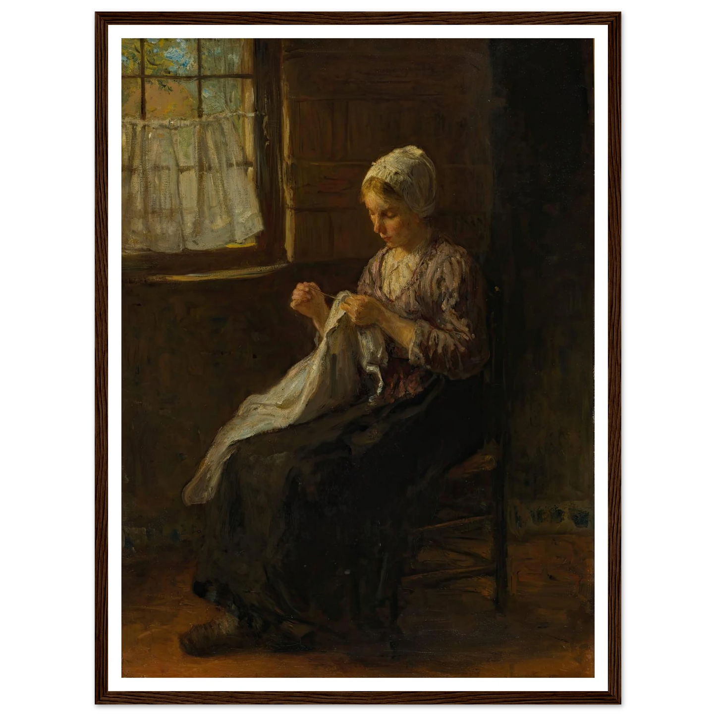 The young seamstress Art Print | Jozef Israels - Framed Poster - 30x40 cm / 12x16″ - Black frame