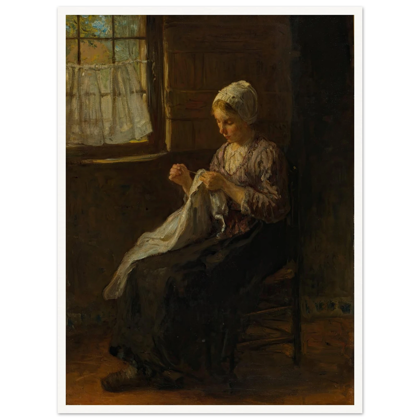 The young seamstress Art Print | Jozef Israels - Framed Poster - 30x40 cm / 12x16″ - Black frame