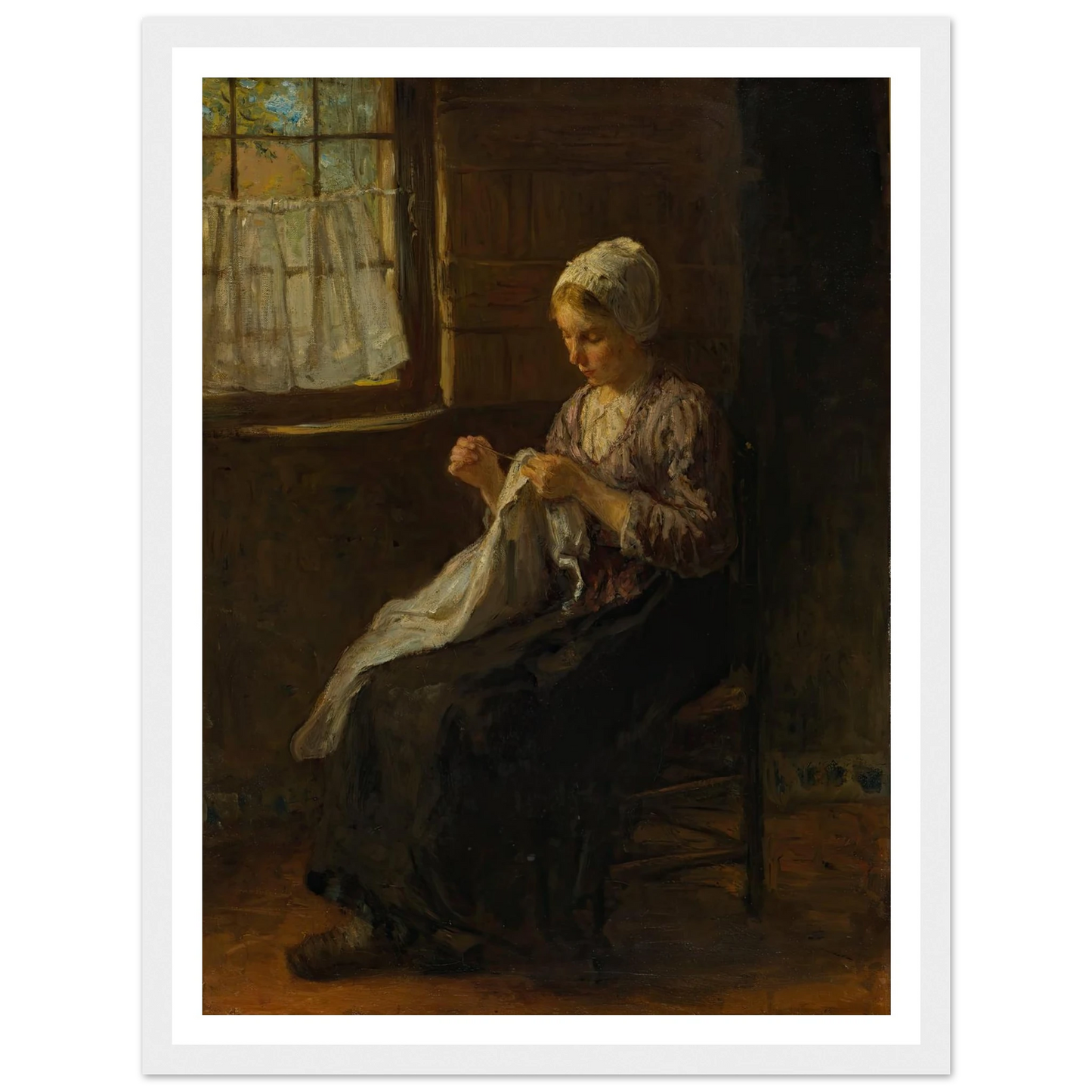 The young seamstress Art Print | Jozef Israels - Framed Poster - 30x40 cm / 12x16″ - Black frame