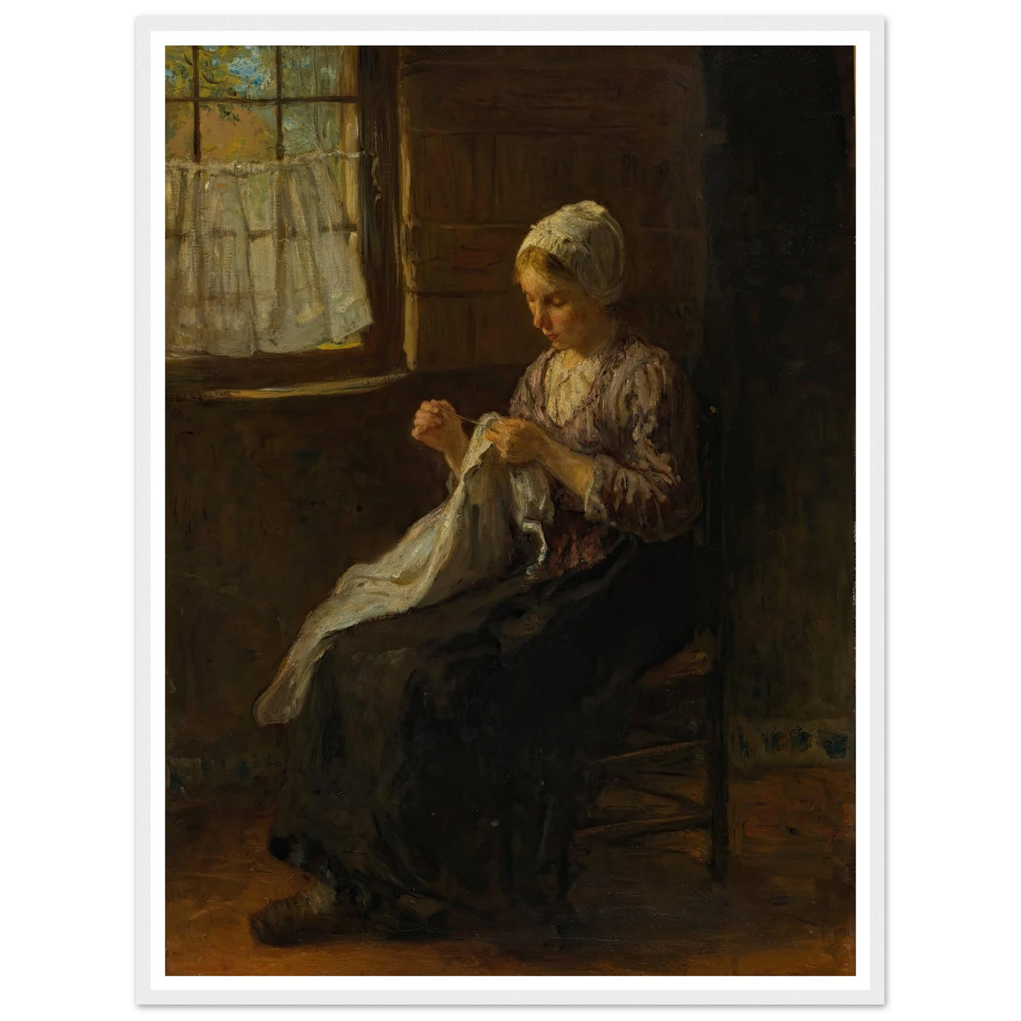The young seamstress Art Print | Jozef Israels - Framed Poster - 30x40 cm / 12x16″ - Black frame