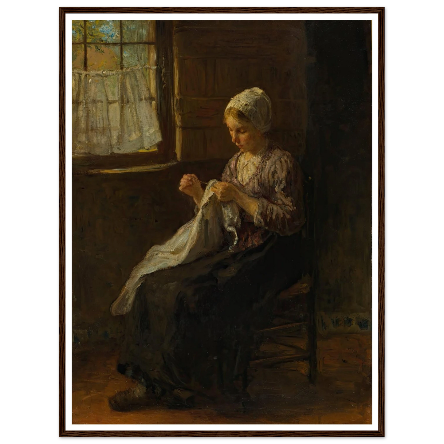 The young seamstress Art Print | Jozef Israels - Framed Poster - 30x40 cm / 12x16″ - Black frame