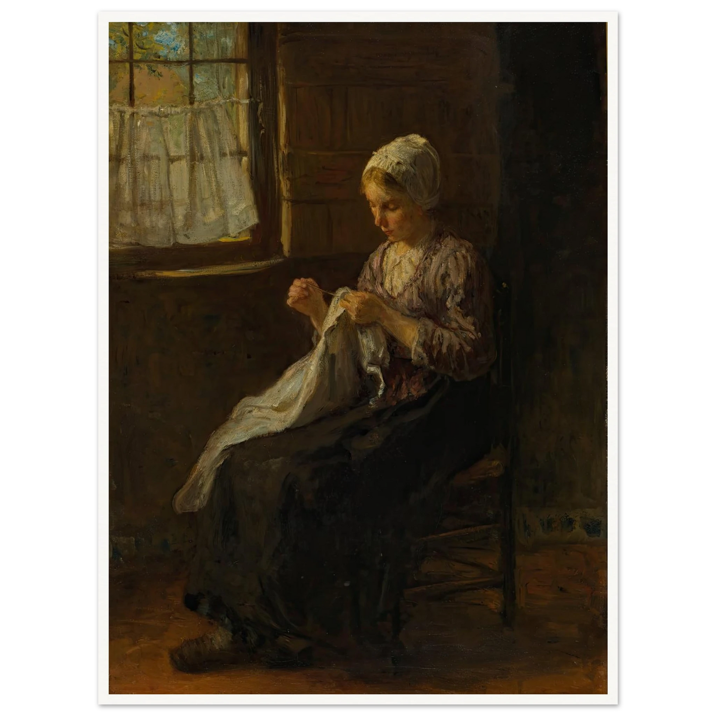 The young seamstress Art Print | Jozef Israels - Framed Poster - 30x40 cm / 12x16″ - Black frame
