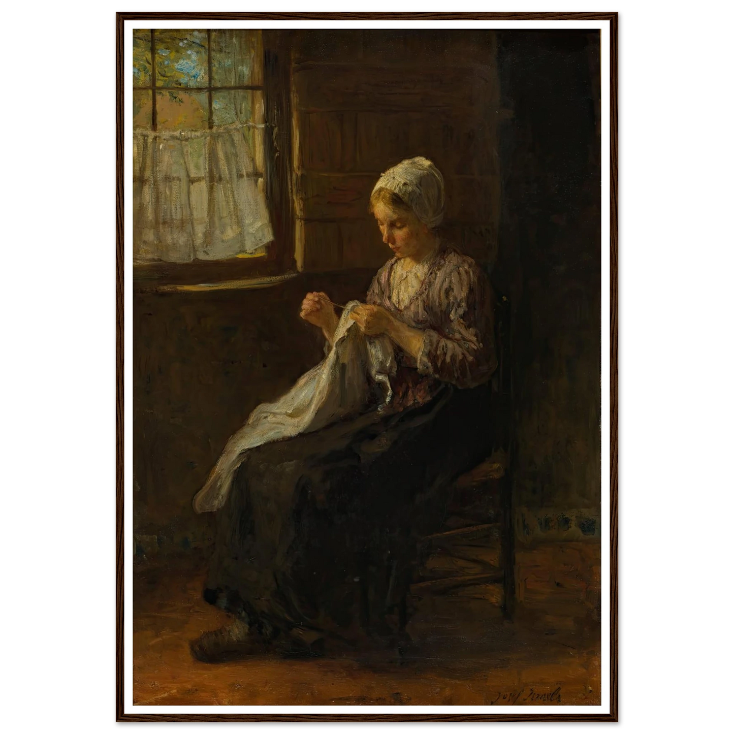 The young seamstress Art Print | Jozef Israels - Framed Poster - 30x40 cm / 12x16″ - Black frame