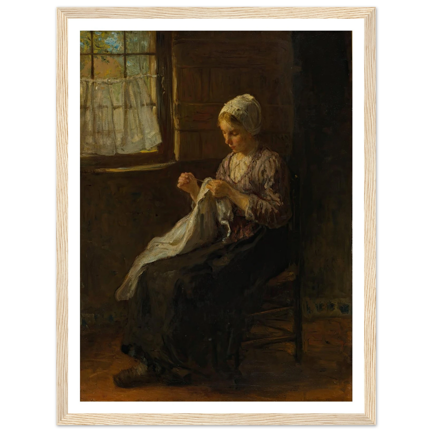 The young seamstress Art Print | Jozef Israels - Framed Poster - 30x40 cm / 12x16″ - Black frame