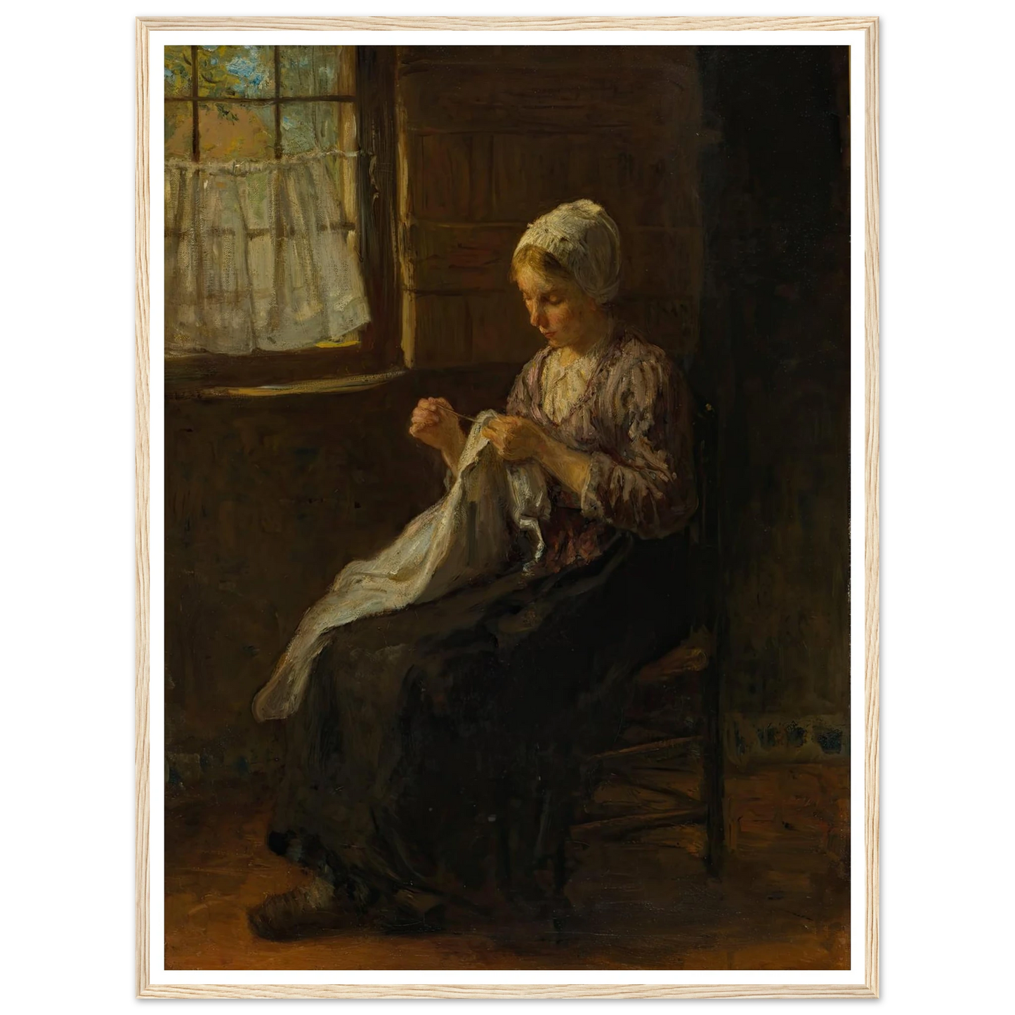 The young seamstress Art Print | Jozef Israels - Framed Poster - 30x40 cm / 12x16″ - Black frame