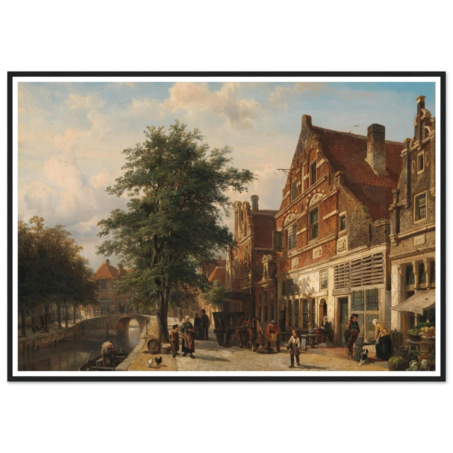 The Zuiderhavendijk, Enkhuizen (1868) Art Print | Cornelis Springer - Framed Poster - 30x40 cm / 12x16″ - Black frame