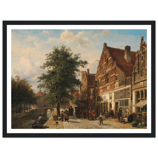 The Zuiderhavendijk, Enkhuizen (1868) Art Print | Cornelis Springer - Framed Poster - 30x40 cm / 12x16″ - Black frame