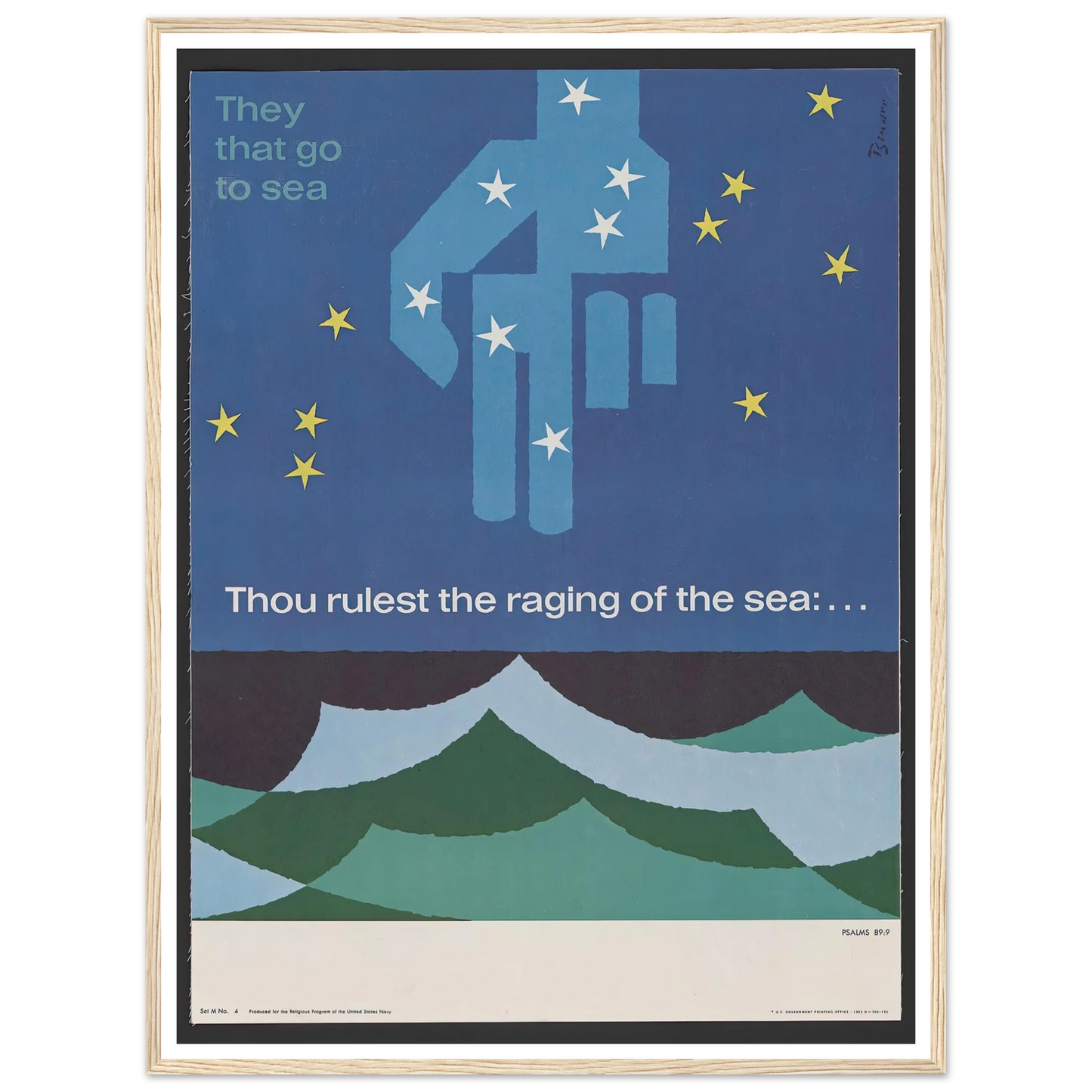 Thou rulest the raging of the sea … Psalms 89_9 (1963) Art Print | Joseph Binder - Framed Poster - 30x40 cm / 12x16″ - Black frame