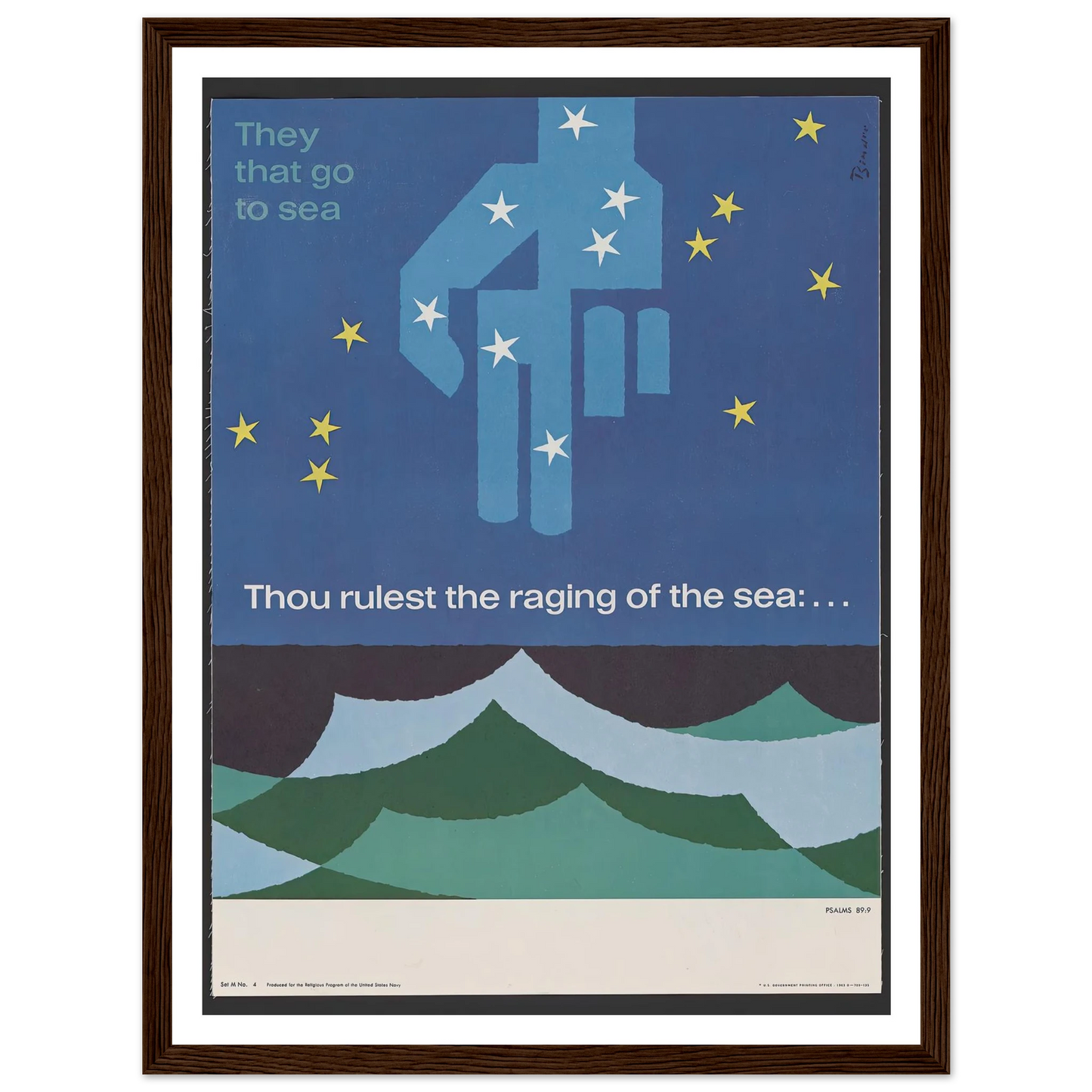 Thou rulest the raging of the sea … Psalms 89_9 (1963) Art Print | Joseph Binder - Framed Poster - 30x40 cm / 12x16″ - Black frame
