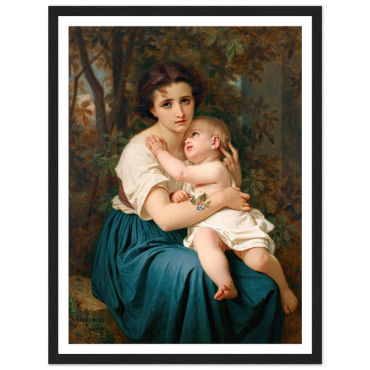 Thoughts of the Future (1864) Art Print | Hugues Merle - Framed Poster - 30x40 cm / 12x16″ - Black frame