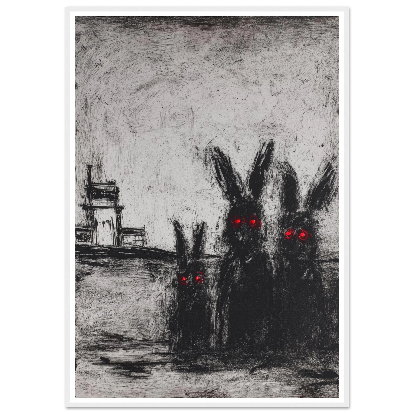 Three Etched Faces - Framed Poster - 30x40 cm / 12x16″ - Black frame