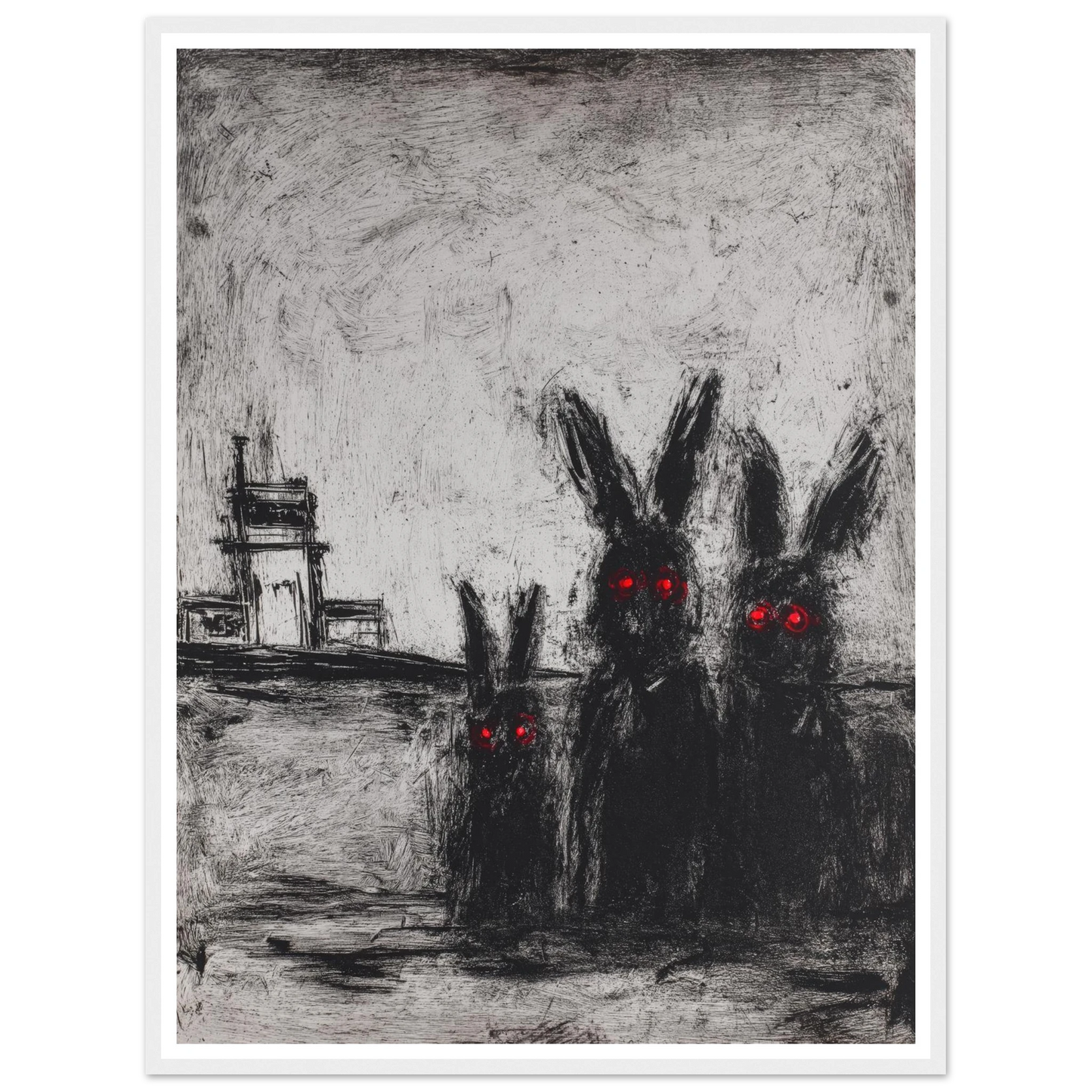 Three Etched Faces - Framed Poster - 30x40 cm / 12x16″ - Black frame