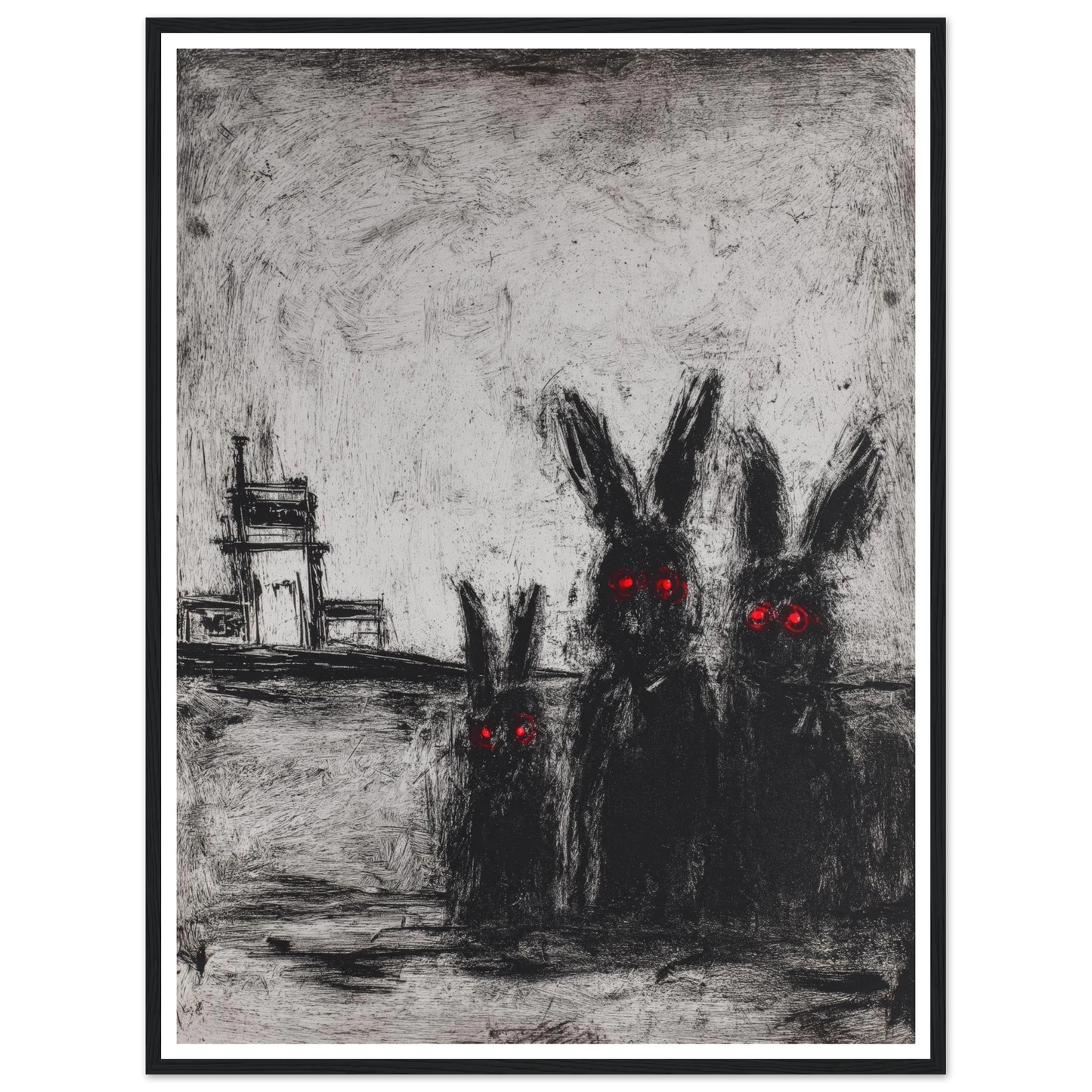 Three Etched Faces - Framed Poster - 30x40 cm / 12x16″ - Black frame