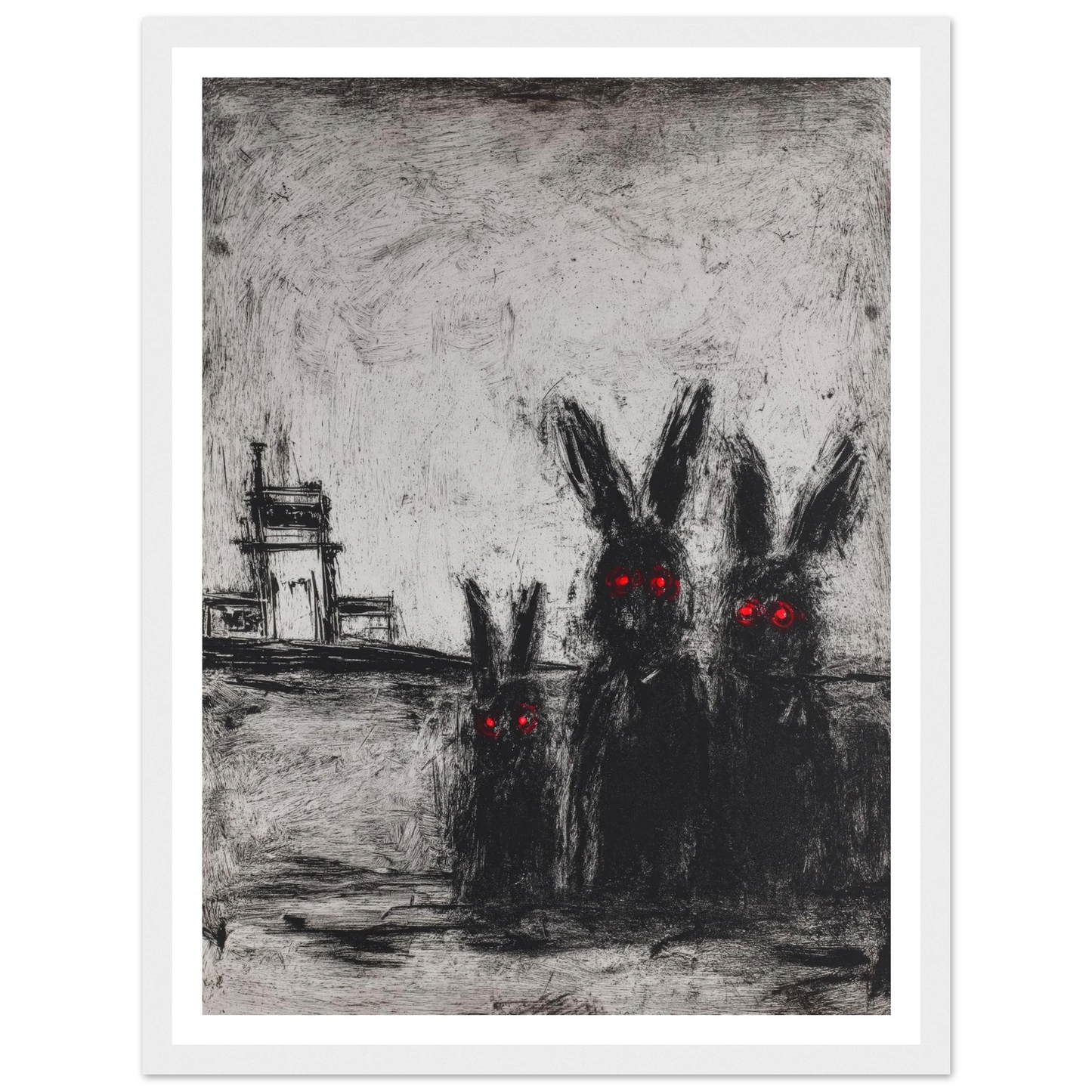 Three Etched Faces - Framed Poster - 30x40 cm / 12x16″ - Black frame