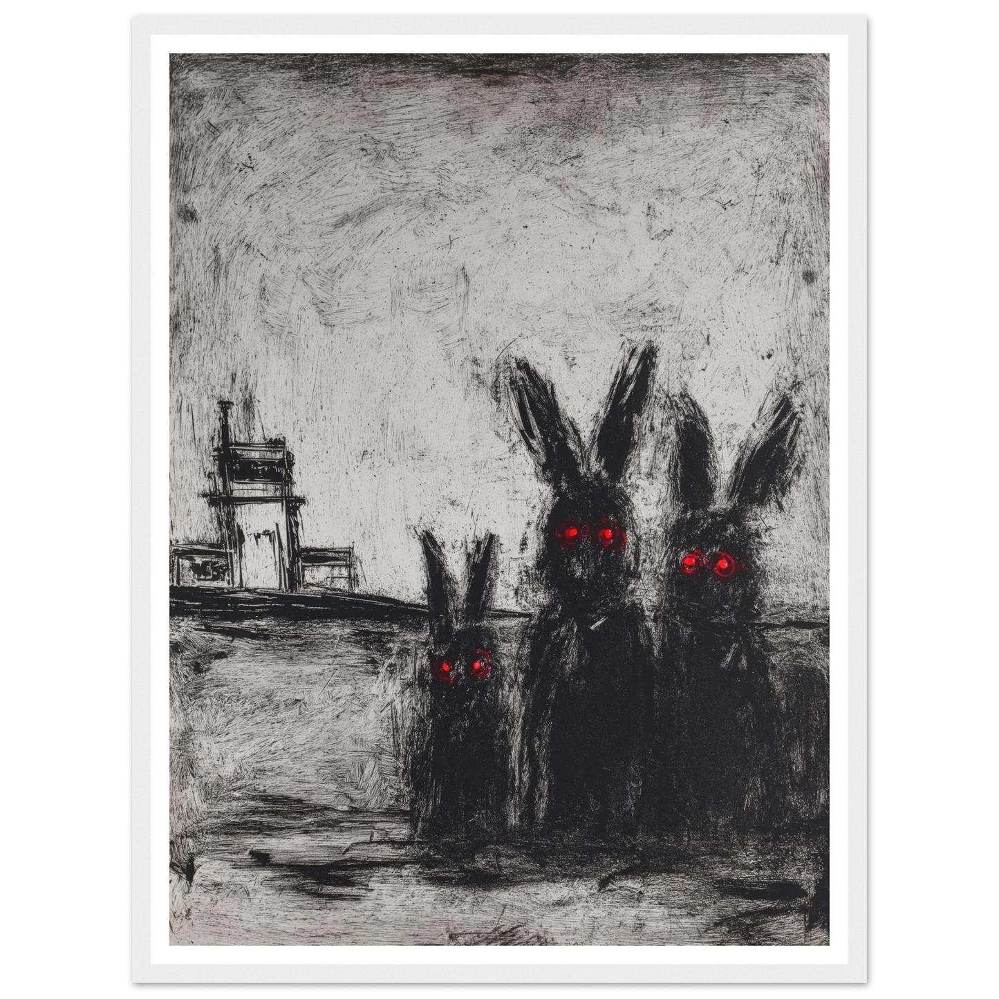 Three Etched Faces - Framed Poster - 30x40 cm / 12x16″ - Black frame