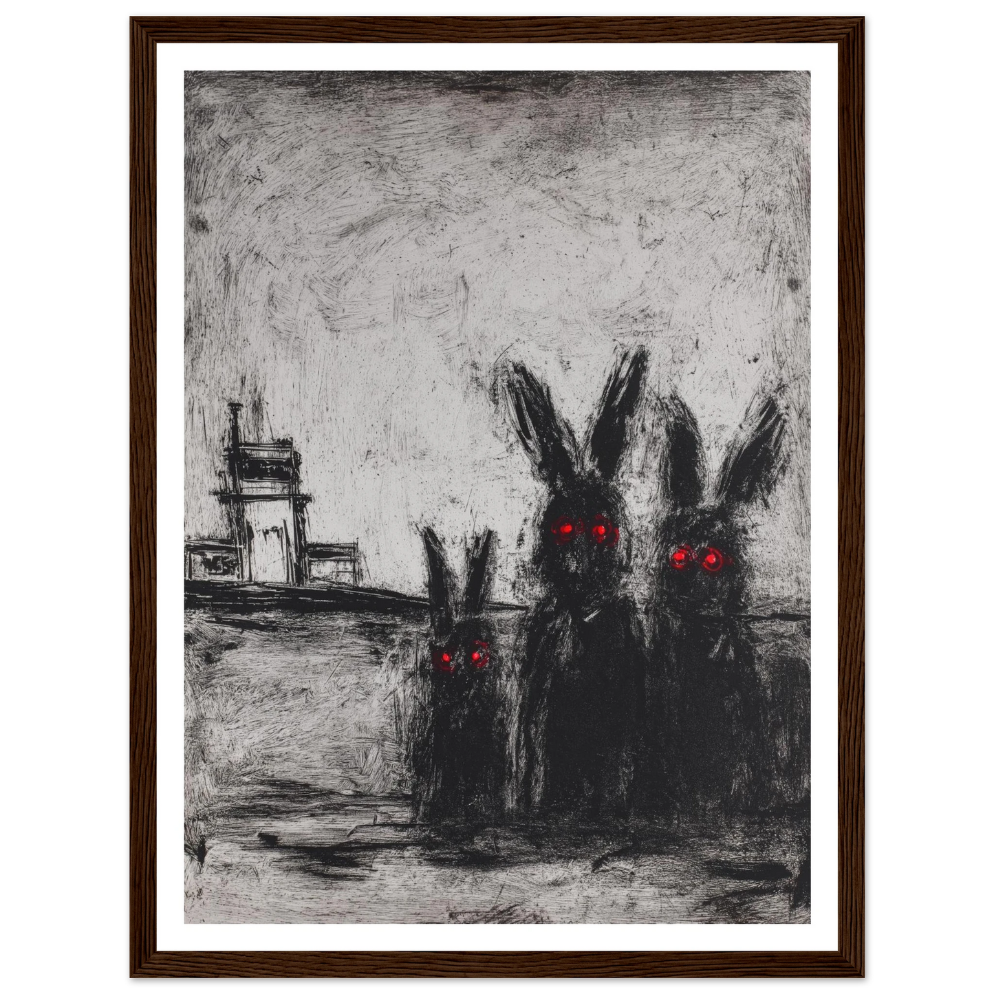 Three Etched Faces - Framed Poster - 30x40 cm / 12x16″ - Black frame