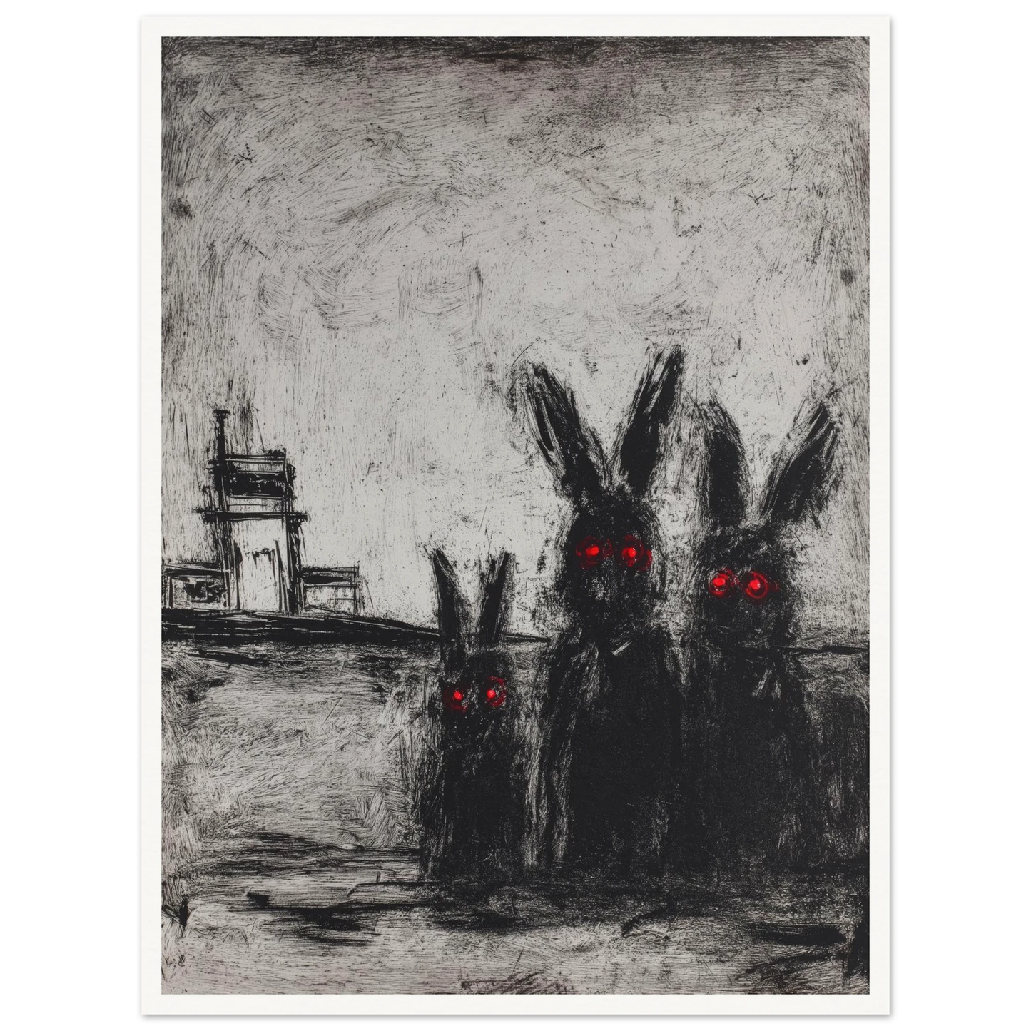 Three Etched Faces - Framed Poster - 30x40 cm / 12x16″ - Black frame