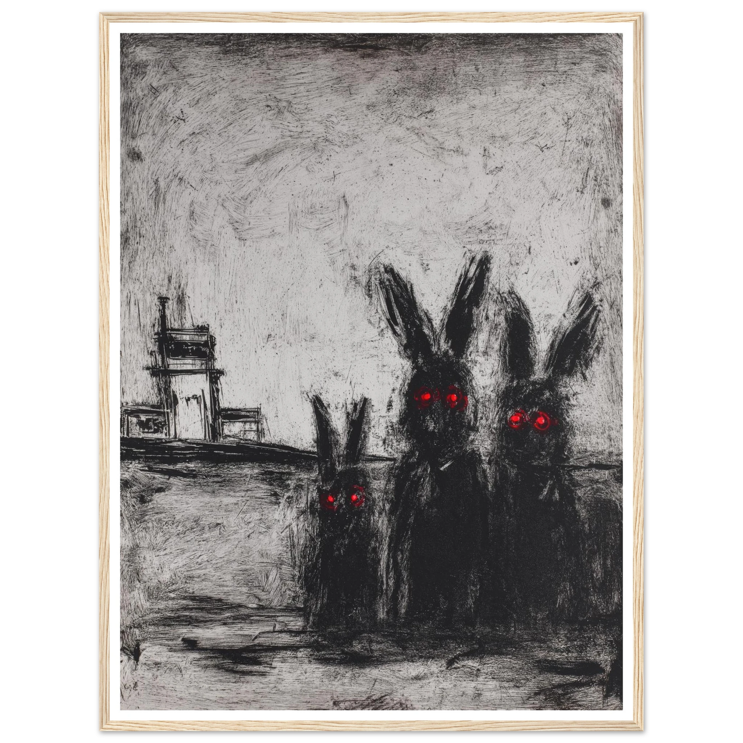 Three Etched Faces - Framed Poster - 30x40 cm / 12x16″ - Black frame