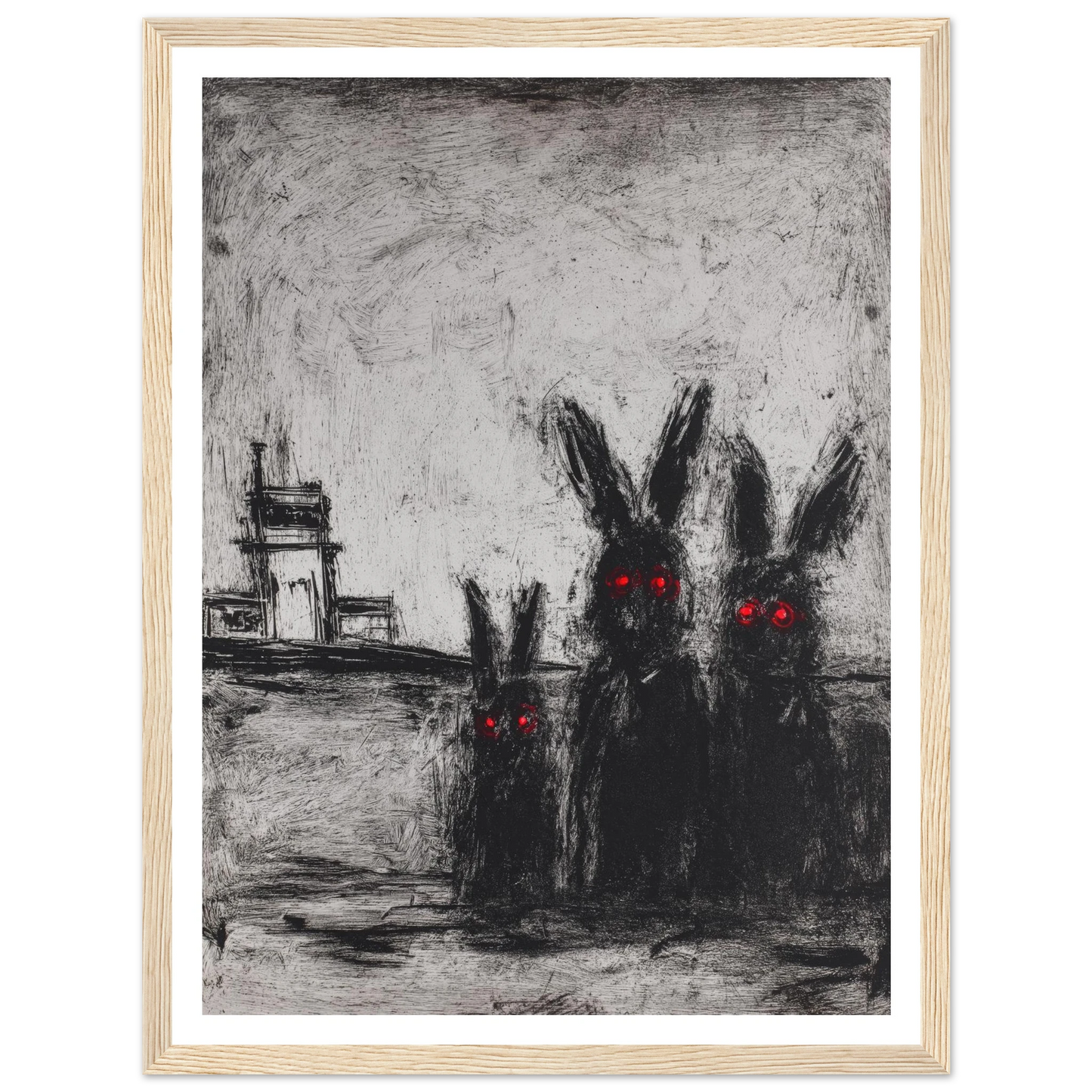 Three Etched Faces - Framed Poster - 30x40 cm / 12x16″ - Black frame