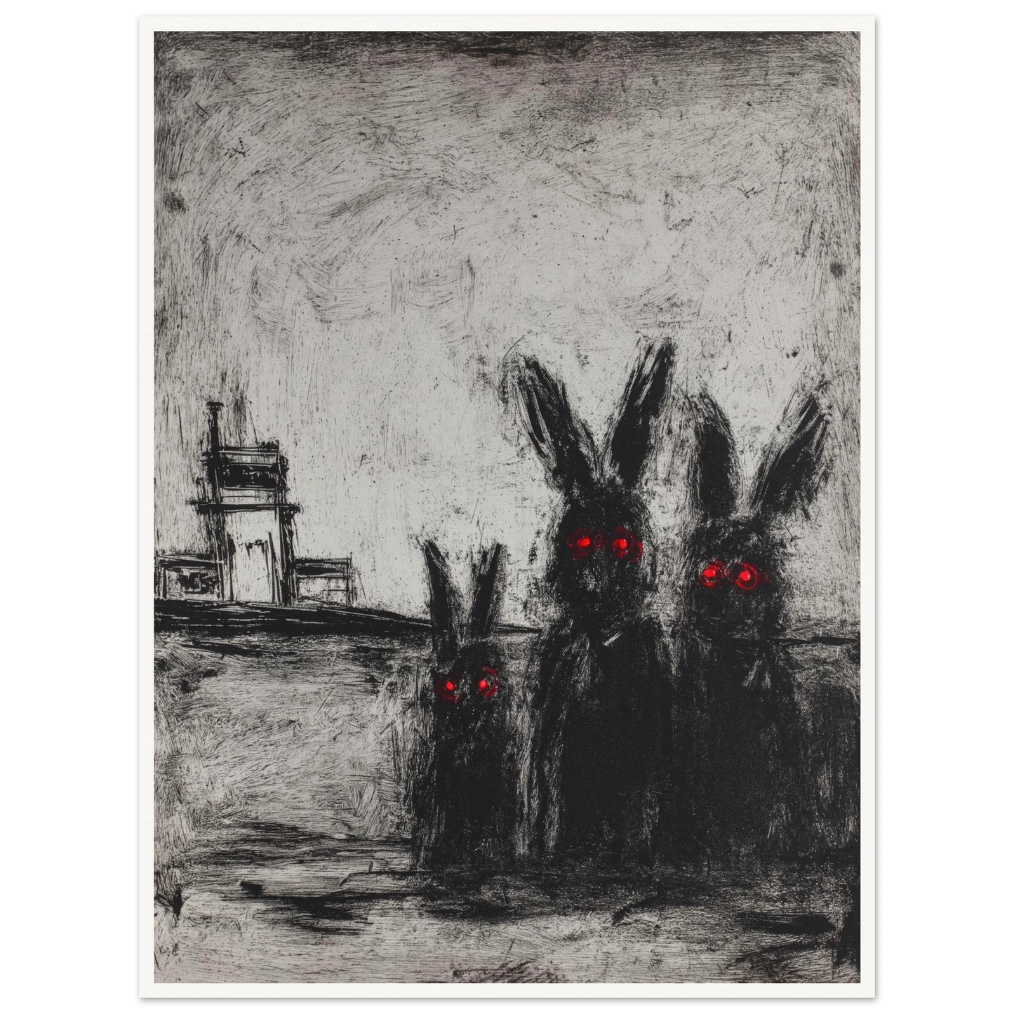 Three Etched Faces - Framed Poster - 30x40 cm / 12x16″ - Black frame