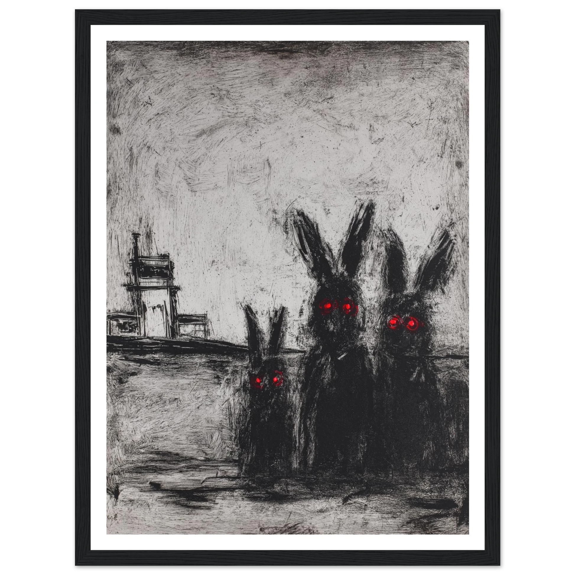 Three Etched Faces - Framed Poster - 30x40 cm / 12x16″ - Black frame