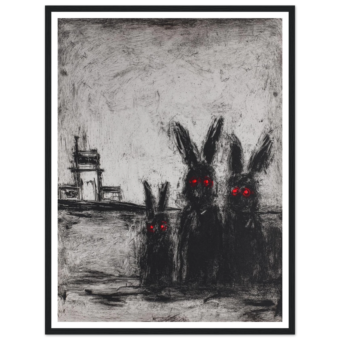 Three Etched Faces - Framed Poster - 30x40 cm / 12x16″ - Black frame