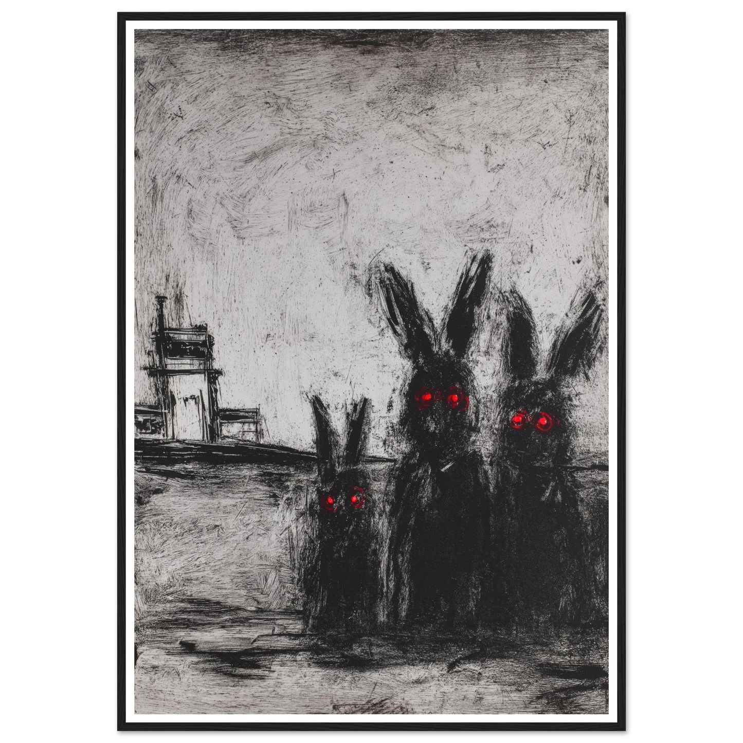 Three Etched Faces - Framed Poster - 30x40 cm / 12x16″ - Black frame