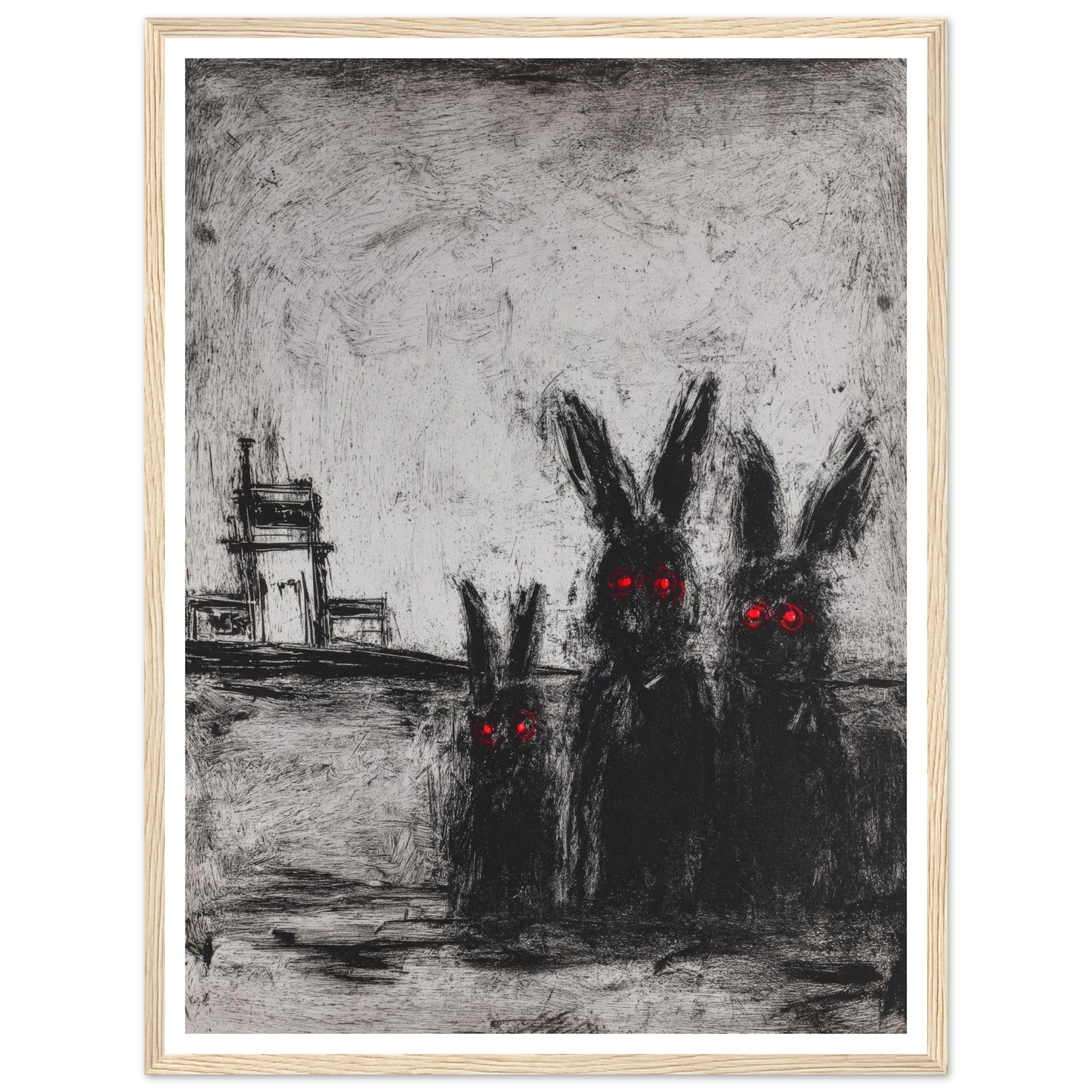 Three Etched Faces - Framed Poster - 30x40 cm / 12x16″ - Black frame