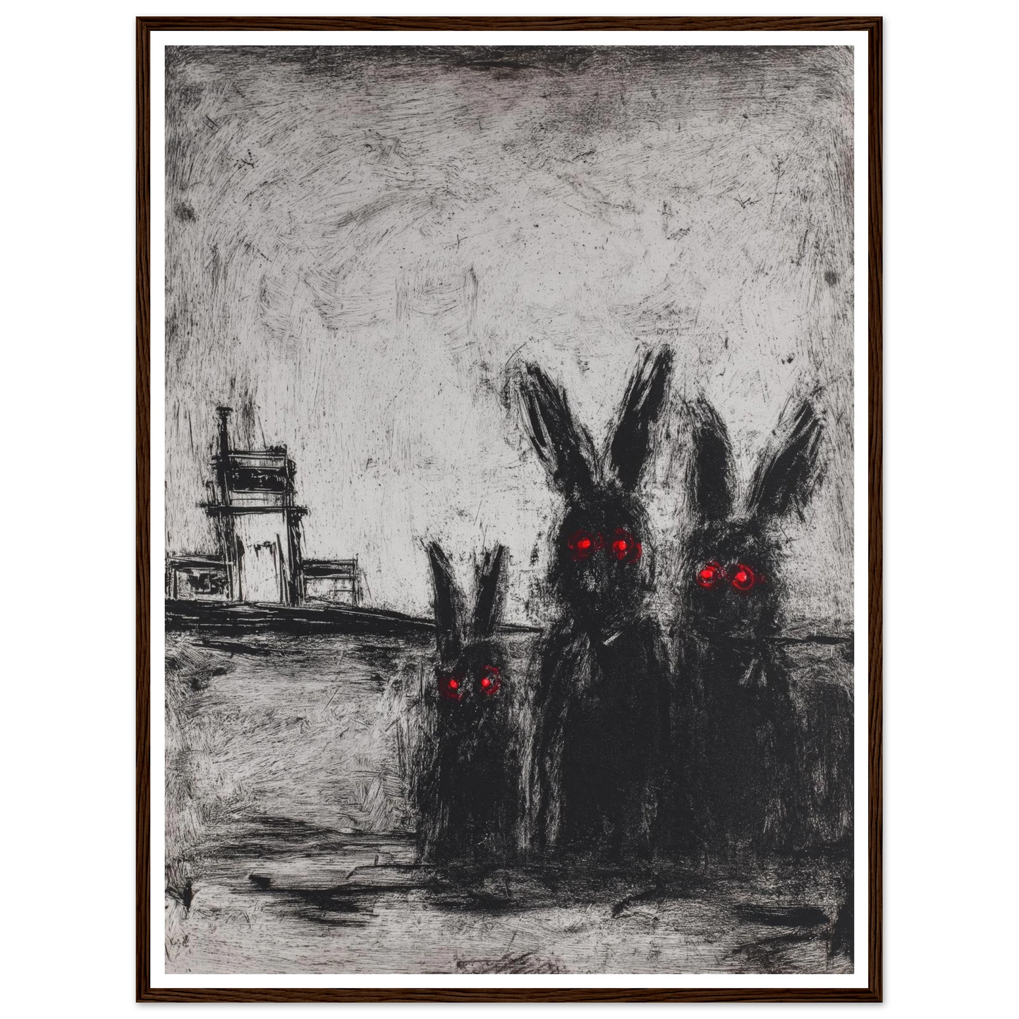 Three Etched Faces - Framed Poster - 30x40 cm / 12x16″ - Black frame