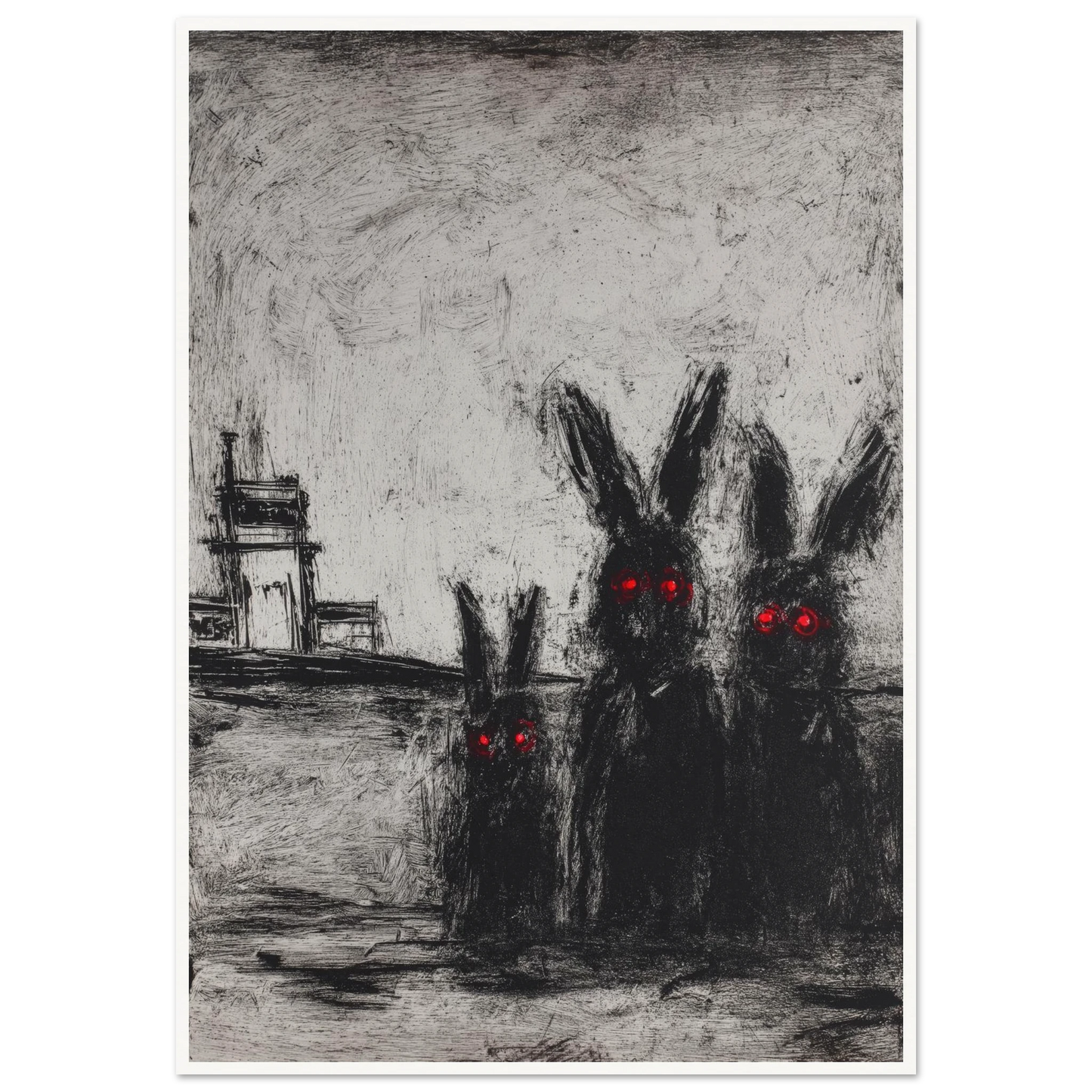 Three Etched Faces - Framed Poster - 30x40 cm / 12x16″ - Black frame