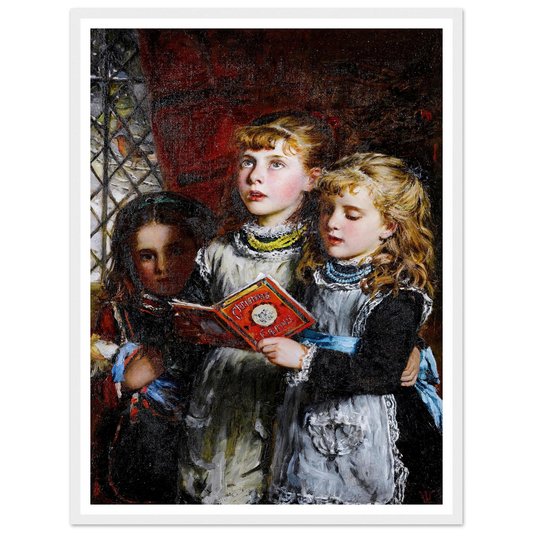 Three Girls Singing Carols - Framed Poster - 30x40 cm / 12x16″ - Black frame