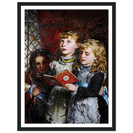 Three Girls Singing Carols - Framed Poster - 30x40 cm / 12x16″ - Black frame