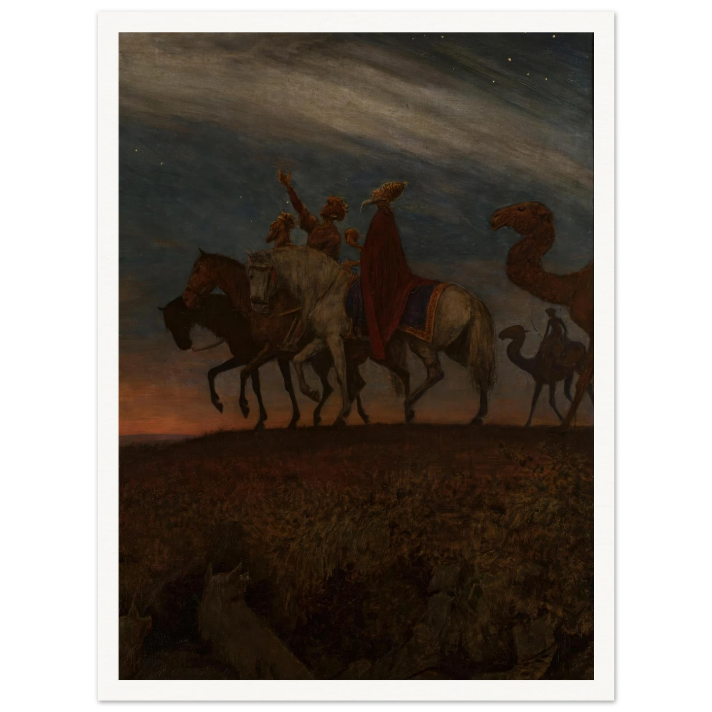 Three Magi on the way to Bethlehem (1906) Art Print | Hans Thoma - Framed Poster - 30x40 cm / 12x16″ - Black frame