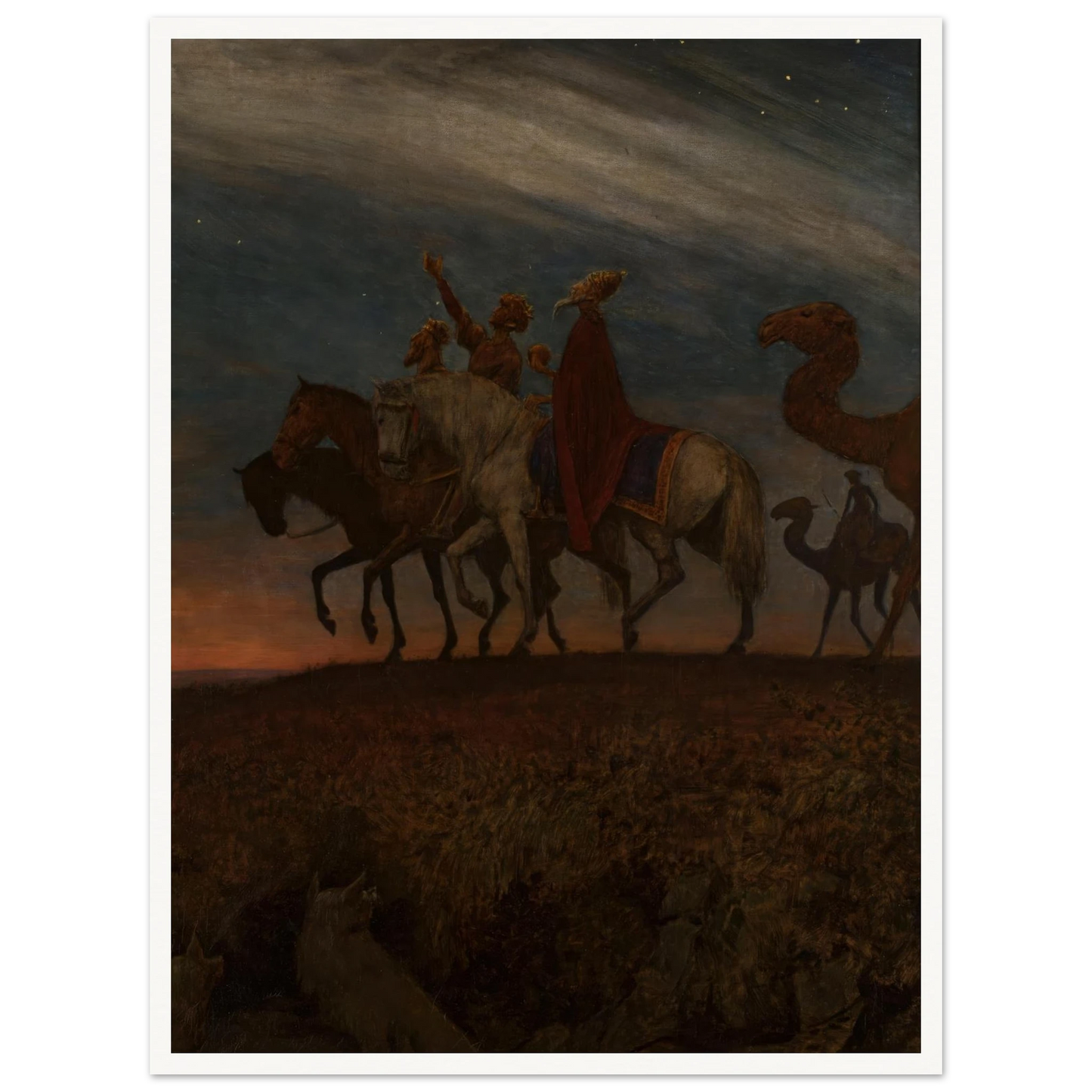 Three Magi on the way to Bethlehem (1906) Art Print | Hans Thoma - Framed Poster - 30x40 cm / 12x16″ - Black frame
