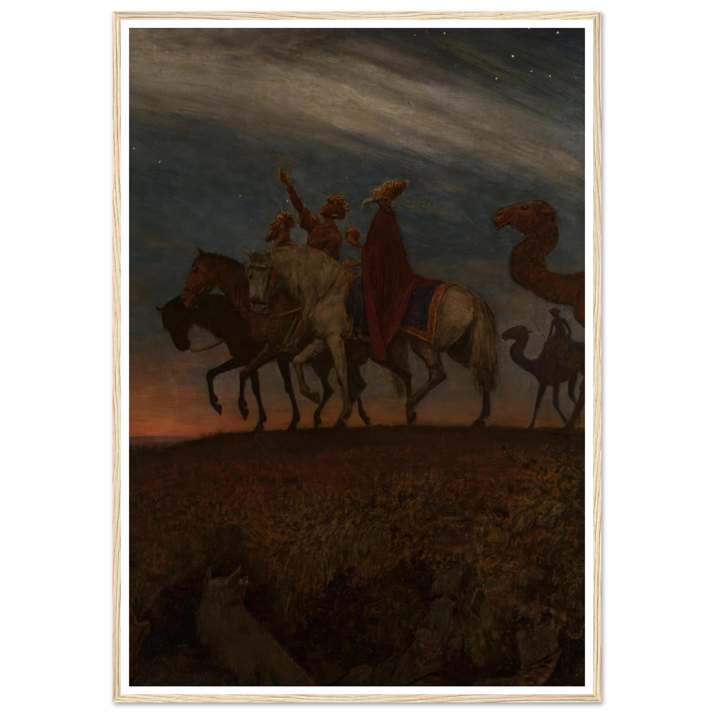 Three Magi on the way to Bethlehem (1906) Art Print | Hans Thoma - Framed Poster - 30x40 cm / 12x16″ - Black frame